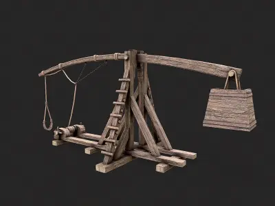 Medieval Siege Trebuchet 6 Low-poly 3D model