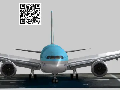 Boeing 787-9 Korean Air livery Low-poly 3D model