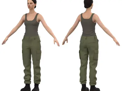 Womens Tactical Cargo Pants and Shirt 3D model