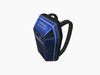 SciFi Backpack E06 Blue - Fashion Character Design Low-poly 3D model