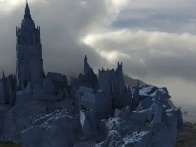 Castle With town 3D model