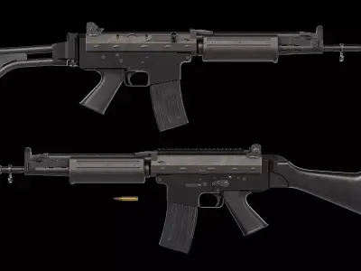 FN FNC selective-fire assault rifle Low-poly 3D model