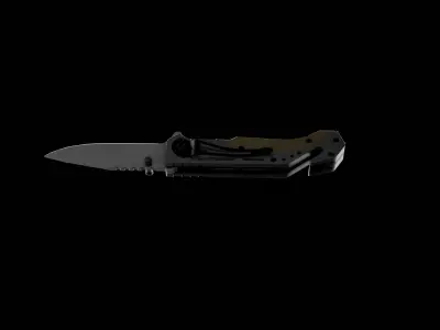 Kandar folding survival knife Low-poly 3D model