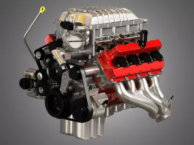 Demon HEMI Engine - V8 Supercharger Engine 3D model