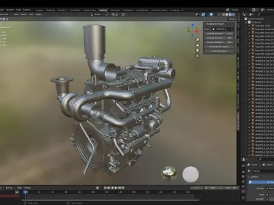 Ship Engine Low-poly 3D model