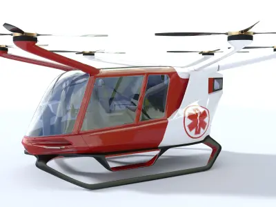 Medical Ambulance Drone with Interior 3D model
