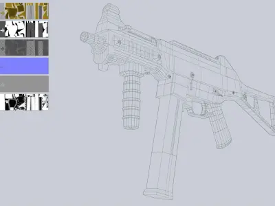 Royal Gold UMP45 Low-poly 3D model
