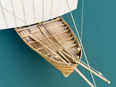 Medieval boat- kollereup kogge 3D model