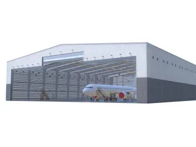 Aircraft Maintenance Hangar Generic White A321 Low-poly 3D model