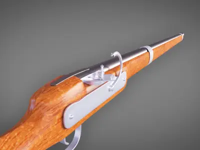 Matchlock Musket Firearm LowPoly 3D Model Low-poly 3D model