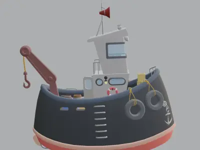 stylized fishing boat Low-poly 3D model