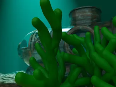 Submarine at the bottom of the sea 3D model