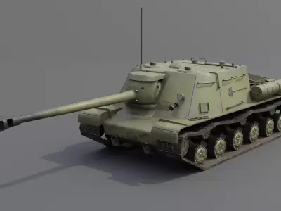 ISU-122s Tank destroyer Low-poly 3D model