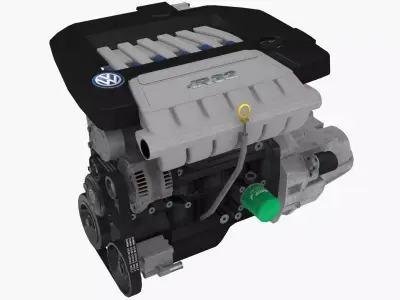 Volkswagen Golf R32 VR6 24v engine Low-poly 3D model