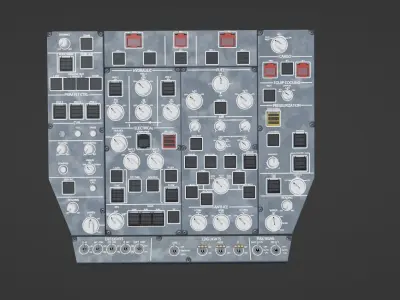 Airbus A220 Cockpit Overhead Animated Low-poly 3D model
