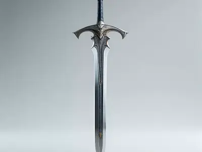Fantasy Ornate Silver Sword Low-poly 3D model