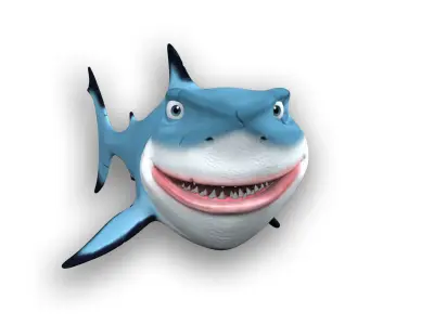 Cartoon blue shark Low-poly 3D model