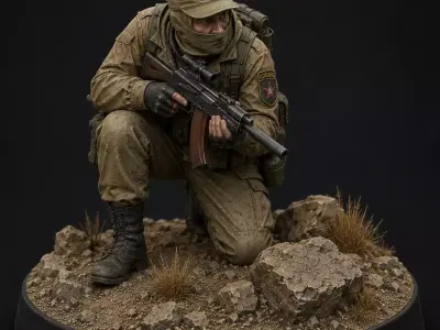 Desert Recon Operative STL Tactical Warfare Display Figure 3D print model