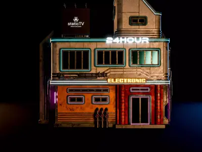SCIFI CYBERPUNK FUTURISTIC NEON BUILDING 05 Low-poly 3D model