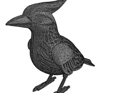 Intricate Metal Bird Sculpture Low-poly 3D model