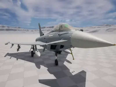 Rigged Eurofighter Typhoon Fighter Jet Low-poly 3D model