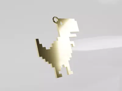 Chrome No Internet Dino Pendant ready for 3D printing Free 3D print model