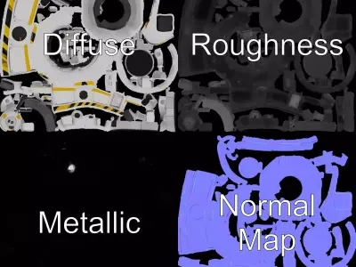 Yellow Striped Drone Pod model pack Low-poly 3D model