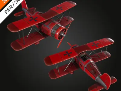 Airplane WW1 Low-poly 3D model