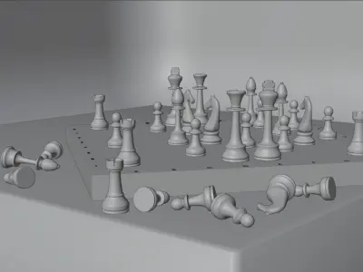 Wood chess Free low-poly 3D model