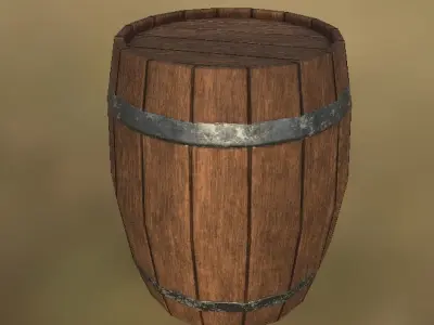 Wooden Barrel Free low-poly 3D model 8