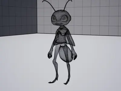 Humanoid Cricket Stylized Low-poly 3D model
