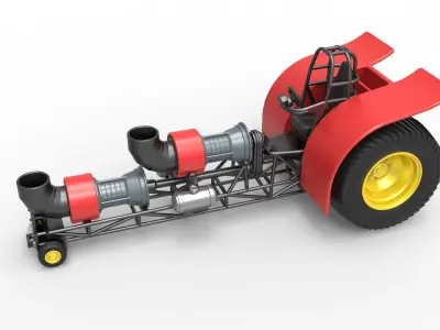 Pulling tractor with 2 jet engines 2 Scale 1 to 25 3D print model