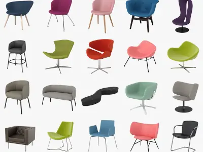 PlusHalle Collection bar stool with legs 3D model