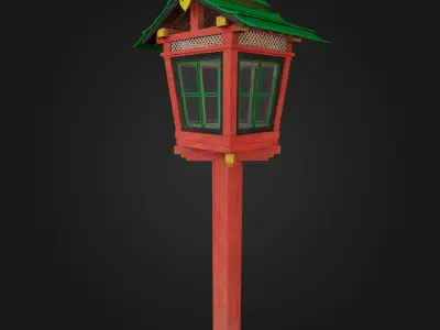 Japanese Lamp Wood Torii Vr Lowpoly game ready Low-poly 3D model
