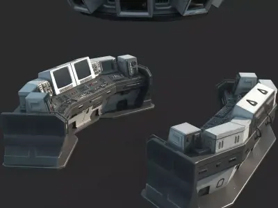 Future sci-fi interstellar early stage computer console 3D model