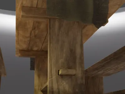 Rustic Wooden Picnic Dining Table Low-poly 3D model