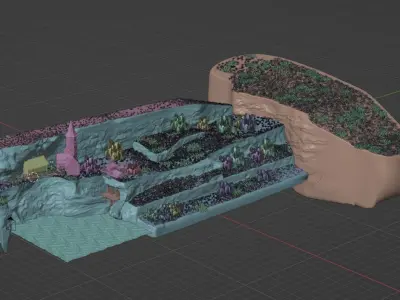 Church with cliffs 3D model