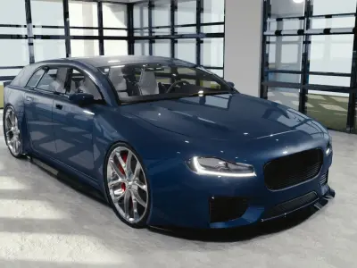 BLENDER EEVEE Brandless Small 4 door hatchback Low-poly 3D model