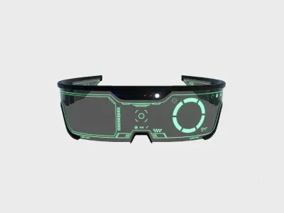 SciFi Glasses Visor 02 Black Green - Character Design Fashion Low-poly 3D model