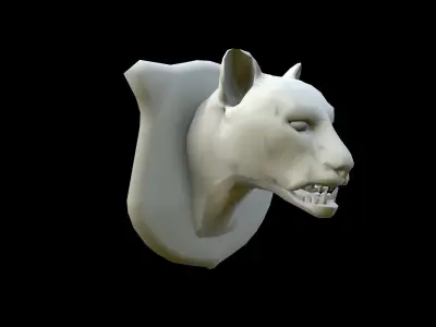 Cougar Head Low-poly 3D model