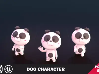 Funny Dog Character Low-poly 3D model