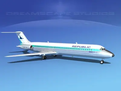 Douglas DC-9-40 Republic Airlines 3D model