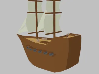 Low-Poly Medieval Ship Low-poly 3D model
