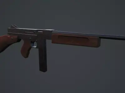 Thompson submachine gun Free low-poly 3D model