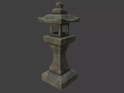 Japanese Stone Lantern 7 Low-poly 3D model