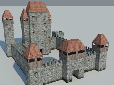 Low Poly Castle medieval - medieval Low-poly 3D model