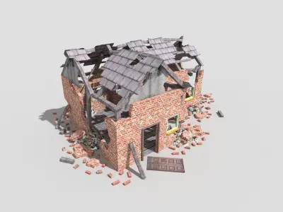 low poly destroyed house 2 Low-poly 3D model