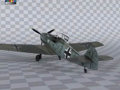 Messerschmitt BF109 German Fighter Airplane Green V1 3D model