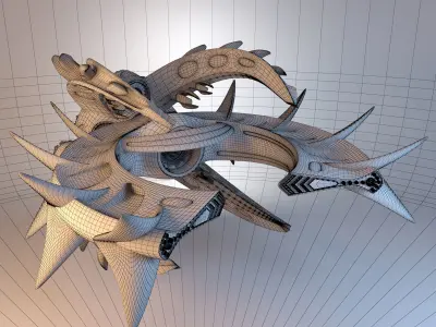 Destroyer Spaceship Concept Low-poly 3D model
