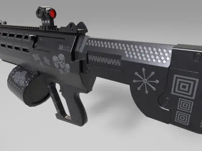 Shot Gun from Hell - Black Color Low-poly 3D model